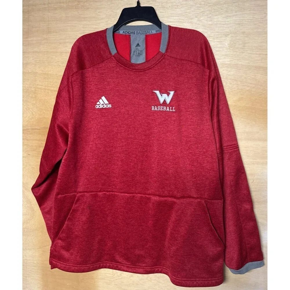 Adidas Men’s XL Red Baseball Pullover Kangaroo Pocket Athletic Streetwear Y2k